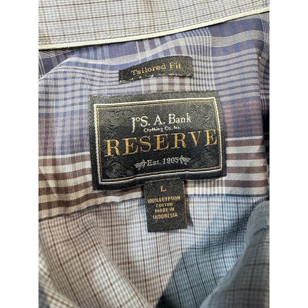 (Lot 2)Jos. A. Bank Reserve Tailored Fit Dress Shirt L Check Gray Blue - Picture 3 of 8